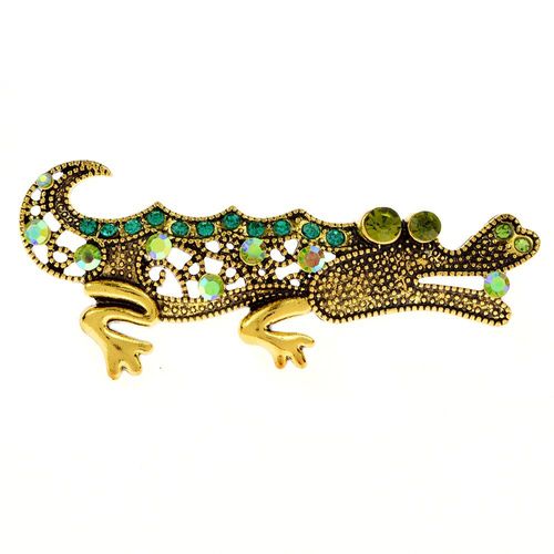 Broche Crocodile En Strass Pour Hommes Et Femmes, Jolie Broche Crocodile En Métal Vintage, Animal, Broche De Fête Décontractée, Bijoux Cadeau