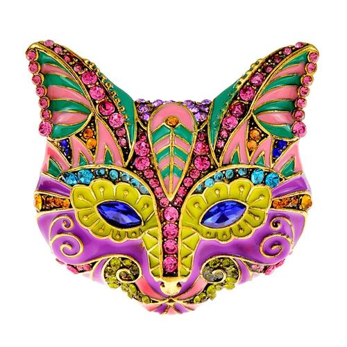 Broche En Émail, Grand Renard, Strass, Tête D'animal, Bijoux Design Coloré, ¿Il Bleu, Accessoires D'hiver
