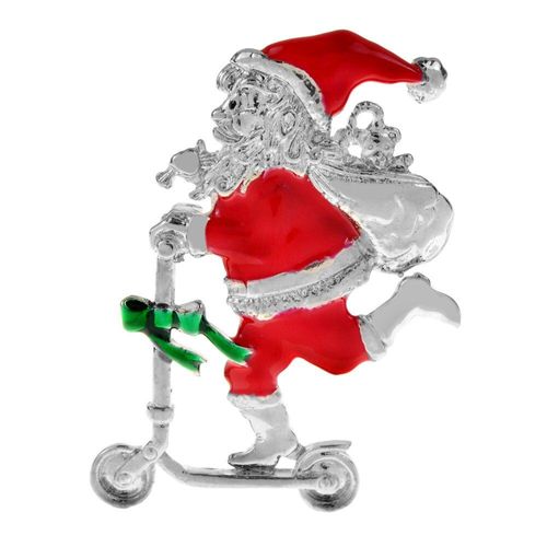 Broche De Scooter En Émail Pour Père Noël, Épingle De Noël À La Mode, Badges En Alliage, Couleur Rouge, Nouveauté 2022