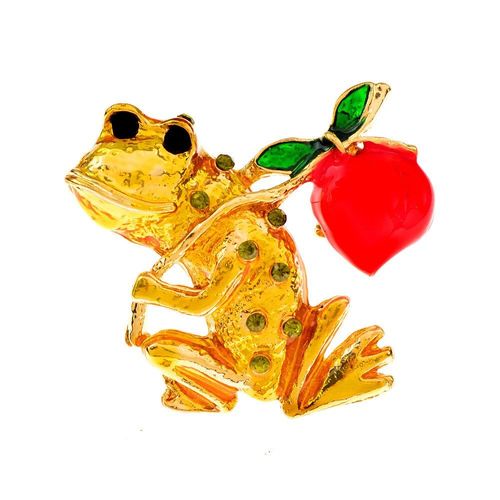 Broche À Bagages En Forme De Grenouille, Bijoux Animaux Mignons, 2 Couleurs Disponibles, Strass En Émail, Matériau En Alliage, Nouveauté 2021