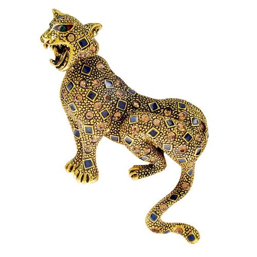 Broche Léopard Vintage, ¿Il Rouge, À La Mode, Strass Animal, Broche, 2 Couleurs Disponibles, Bijoux À La Mode