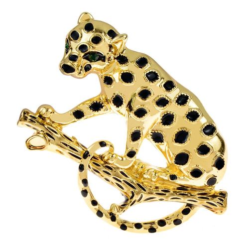 Broche Léopard Verte En Émail, Strass, ¿Il D'animal, 2 Couleurs Disponibles, Bijoux À La Mode