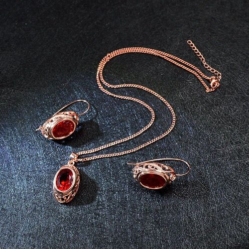 Ensembles De Bijoux Ronds En Cristal, Couleur Rouge, Collier Et Boucles D'oreilles, Style Vintage À La Mode, Accessoires Russes De Haute Qualité