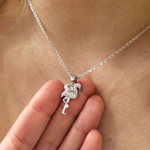Pendentif Flamant Rose En Cristal Zircon, Bijoux De Mariage Délicat, Colliers D'oiseaux Tropicaux En Or, Bijoux Pour Enfants, Cadeaux De Fête Pour Adolescents