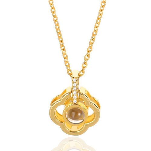 Collier De Projection Trèfle, 100 Langues, Pendentif Romantique, Couleur Or Rose, Pour Femmes Et Hommes