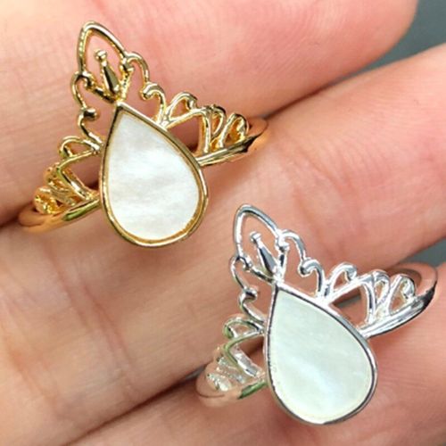 Bague En Pierre De Lune En Forme De Goutte D'eau Pour Homme Et Femme, Bijoux Vintage, Style Bohème, Classique, Pierre Naturelle, Opale, Doigt En Métal, Cadeau De Mariage