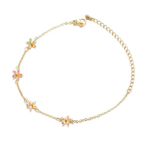 Bracelet Délicat En Forme De Marguerite Et De Fleur Pour Fille, Accessoire De Banquet, Porte-Bonheur, Ajustable, Or Rose