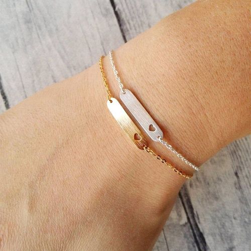 Bracelet Délicat En Forme De C¿Ur Pour Femmes, Chaîne En Acier Inoxydable, Doré, Bijou De Mariage, Amour, Saint-Valentin