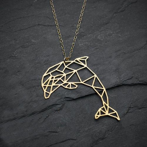 Collier Ras Du Cou En Forme De Dauphin Et De Poisson Origami, Bijoux De Plage, Chaîne À Maillons En Acier Inoxydable, Pendentif Animal De Mer