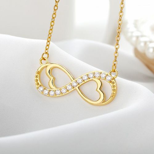 Collier Romantique À La Mode, Couleur Or Rose Argent, Amour Infini, Classique, Zircon, Cristal, Symbole Infini, Amour, C¿Ur, Cz