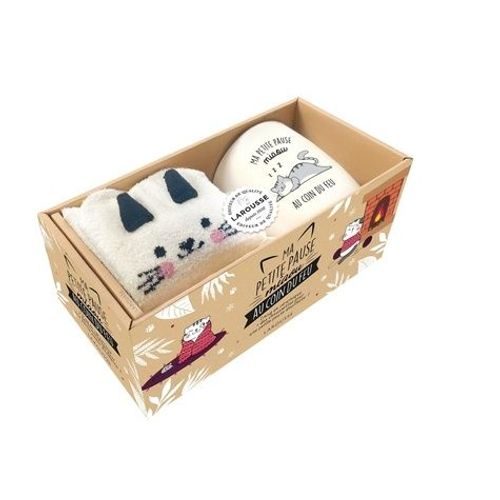 Ma Petite Pause Miaou Au Coin Du Feu - Coffret Avec 1 Mug En Céramique + Des Chaussettes
