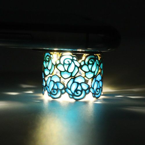 Bague En Acier Inoxydable Pour Filles, Bijoux De Doigt, Motif Floral Bleu, Ouvert, Lumineux, Ajustable, Exquis