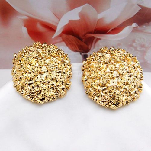 Boucles D'oreilles Coréennes En Métal Et Strass Pour Femmes, Gros Clou Géométrique, Or Rose, Élégant, Rond, Fête