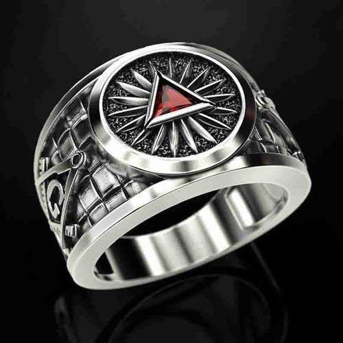 Bague En Alliage Incrusté De Rubis Pour Homme Et Femme, Anneau Punk Maçon, Vente Directe D'usine