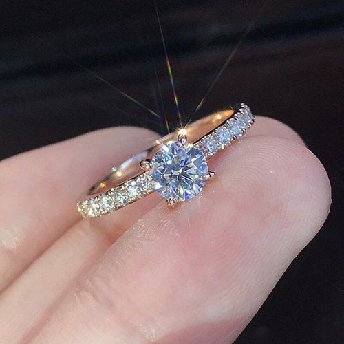 Bague De Fiançailles En Zircon Plaqué Argent Pour Femmes, Anneau Simple Européen Et Américain, Taille 11, S925