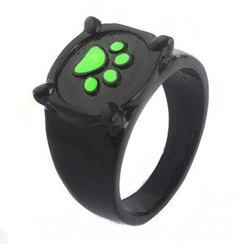 Bague De Dessin Animé Chat Noir, Anneau Cosplay Pour Femmes Hommes Enfants, Cadeau D'halloween, Bijoux Mignons Patte De Chat Vert