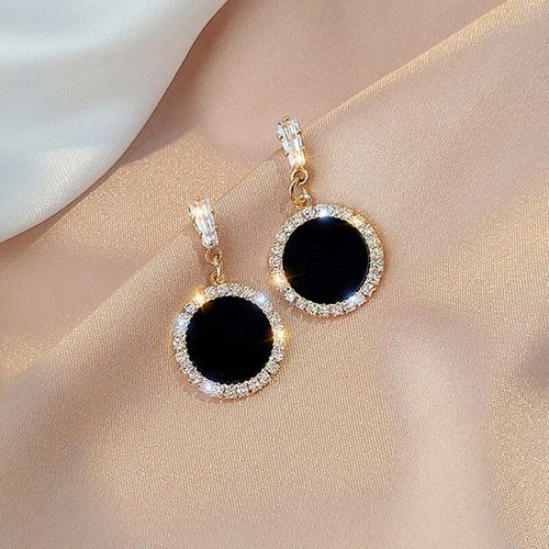 Boucles D'oreilles Pendantes Pour Femmes, Strass, Géométrique, Mode Coréenne, Couleur Noire, Bijoux Élégants, Tendance, 2021