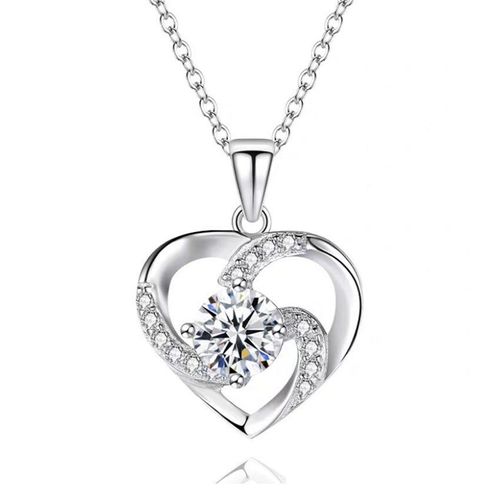 Collier Long En Zircon Violet Brillant En Forme De C¿Ur, Cadeau Pour Filles, Accessoires Fins