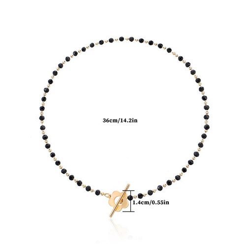 Colliers Ras Du Cou En Perles De Cristal Noir Pour Femmes, Chaîne Courte À Boucle Ot, Style Boho, Bijoux À La Mode Sur Le Cou