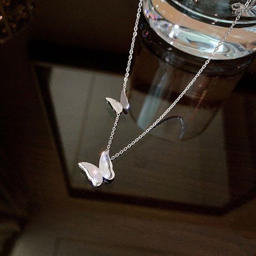 Colliers Papillon En Acier Titane Pour Femmes, Chaîne Ras Du Cou De Couleur Or Argent Givré, Bijoux À La Mode
