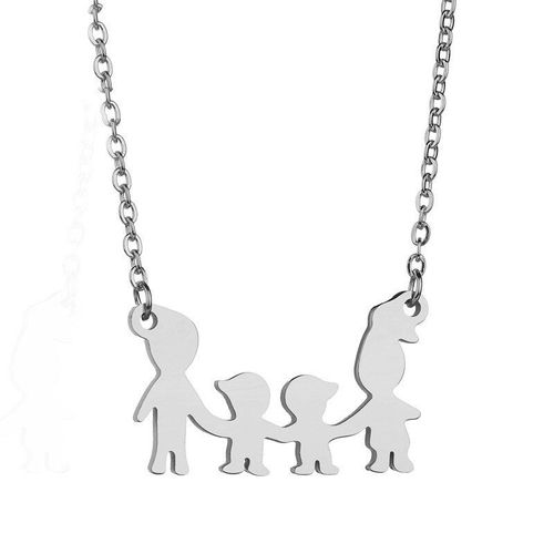 Collier Européen Et Américain En Acier Inoxydable, Série De Bijoux Pour Famille, Dessin Animé, Pour Enfants Et Mamans