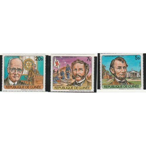 3 Timbees Neufs De Guinée - Personnages Célèbres