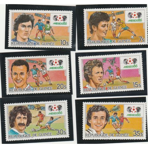 6 Timbres Neufs De Guinée - Coupe Du Monde De Football Mexico 86