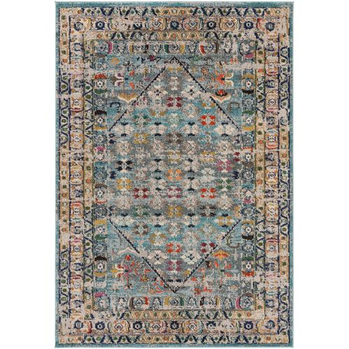Tapis Vintage Casa Bleu 80x150 Cm - Tapis Poil Ras / Effet Usé