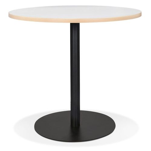 Table Bistrot Ronde 'yogi' Blanche Avec Un Pied En Métal Noir - Ø 80 Cm