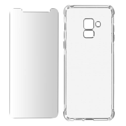 Pack Protection Samsung Galaxy A8 Coque Souple Et Verre Trempé Transparent