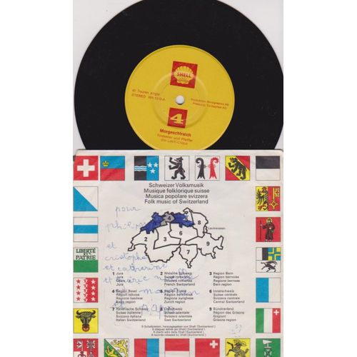 45rpm 7"  Shell 4  Wa 13212 Region Baloise  - S'aldeburgerli  Landerkapelle Edy Baer  - Morgestraich  Trommler Unf Pfeiffer Der Laelli-Clique 