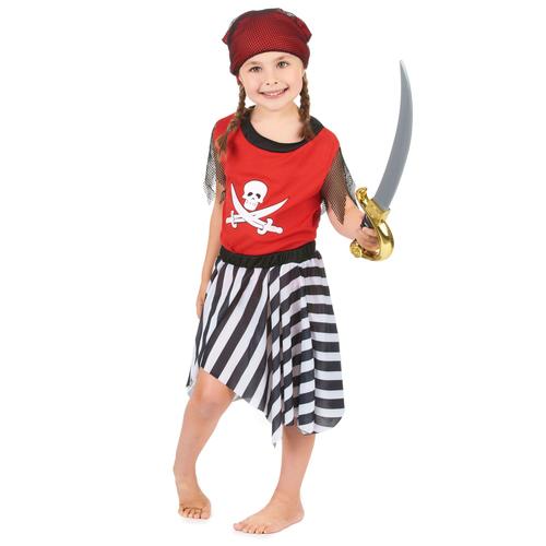 Déguisement Pirate Corsaire Rouge Fille - Taille: S 4-6 Ans (110-120 Cm)