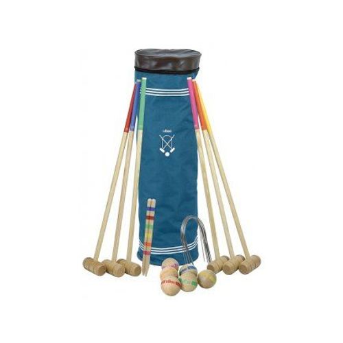 Jeu De Croquet Traditionnel En Bois Avec Sac De Transport - Maillet 80 Cm, 6 Joueurs - Plein Air Enfant, Famille - Made In France