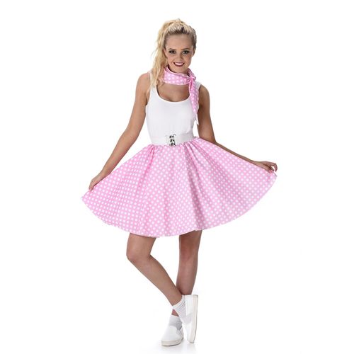 Déguisement Années 50 Rose Clair À Pois Femme - Taille: Xl