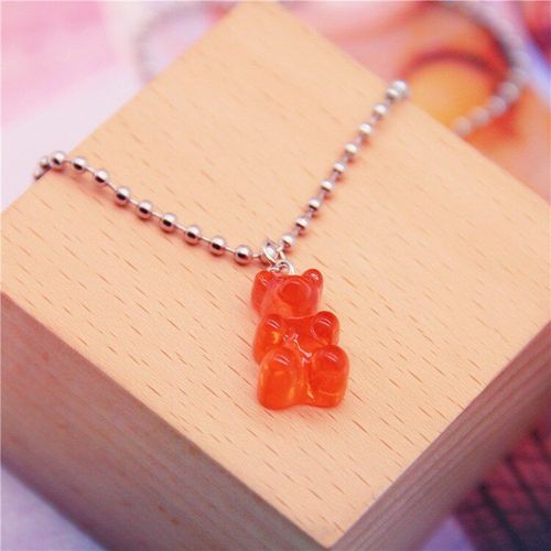 Collier Avec Pendentif Ours En Résine Transparente Multicolore Pour Femmes, Bijoux Coréens, Mignon, Dessin Animé, 2020