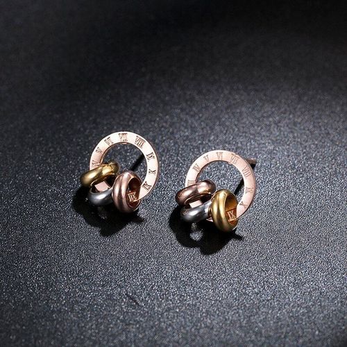 Boucles D'oreilles À Clous En Acier Titane Pour Femmes, Or Rose, Classique, Chiffres Romains, Cercle Créatif, Boucles D'oreilles De Mariage, Oorbellen Ze17091