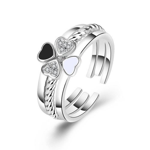 Bague 3 En 1 Avec Trèfle À Quatre Feuilles Pour Femme, Bijoux Porte-Bonheur Avec Strass, Ajustable, Pour Fête, Mariage, Fiançailles, Cadeau, J141