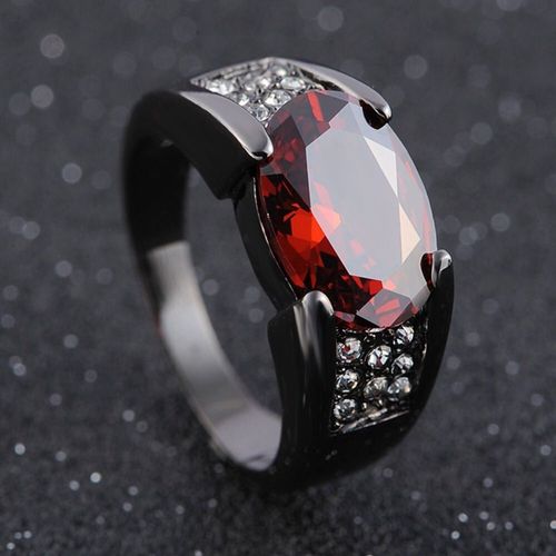 Bagues Pour Hommes Et Femmes, Couleur Pistolet Noir Or, Bagues En Rubis, Bagues De Mariage De Fête, Offre Spéciale