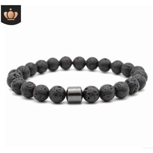Ensemble De Bracelets De Yoga Perlés En Pierre De Lave Naturelle Noire Et Blanche Pour Couples, Bijoux En Corde Élastique Pour Hommes Et Femmes