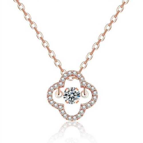 Pendentif Trèfle À Quatre Feuilles En Forme De C¿Ur Pulsé Pour Femmes, Collier Intelligent, Strass, Personnalité, Bijoux À La Mode
