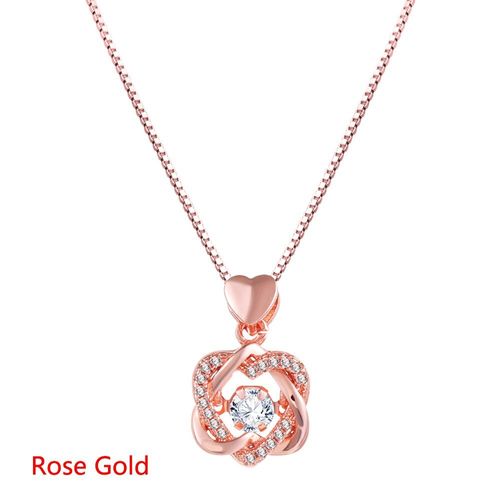 Collier En Forme De C¿Ur En Or Rose Et Argent Plaqué, Chaîne À Clavicule En Cristal, Style Boho, Bijoux Romantique, Cadeau De Saint Valentin, 1 Pièce