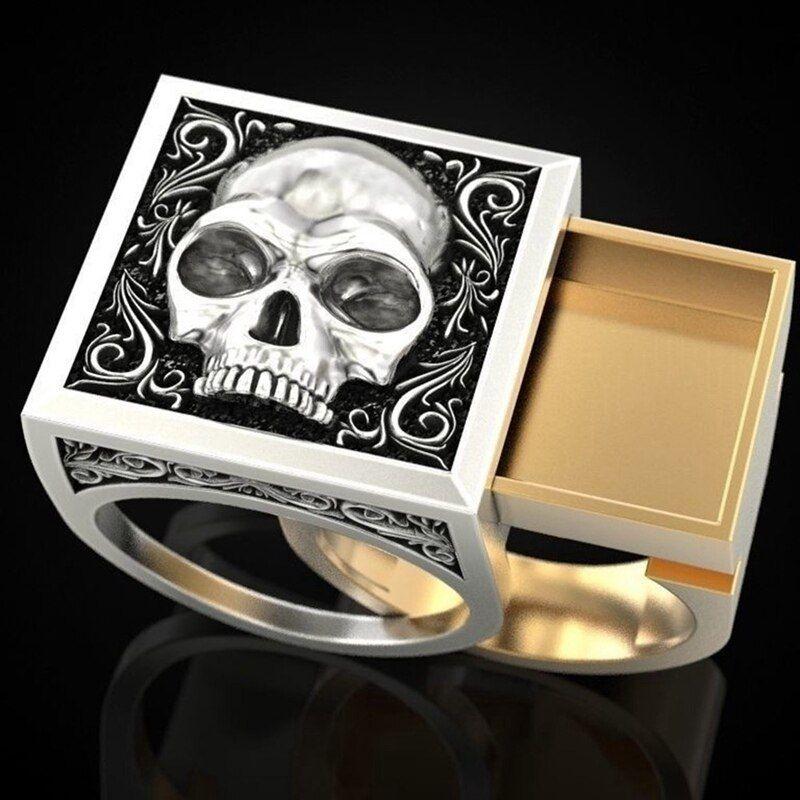 Bague t te de mort plaqu e argent nouveau Design Unique deux