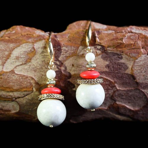 Boucles D'oreilles Pendantes Pour Femmes, Élégantes, Beige, Fait À La Main, Pendentif Rouge, Fête, Longues, Bijoux, Meilleur Cadeau Indien D336