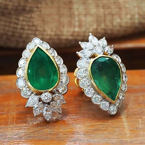 Boucles D'oreilles En Pierre Verte, Deux Tons, Goutte D'eau, Pavé De Strass, Pour Femmes, Bijoux De Fête De Mariage, L3m887