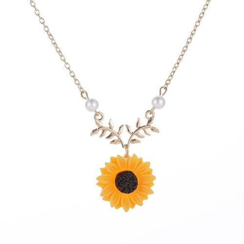 Collier Tournesol Pour Femme, Pendentif À Fleurs Orange, Bijoux Tendance, Cadeau De Noël, Offre Spéciale, 2020, A5s273