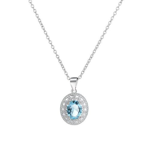 Collier Avec Pendentif Classique En Pierre Naturelle, Bleu De Mer, Chaîne Pour Petite Amie, Meilleur Cadeau De Saint Valentin