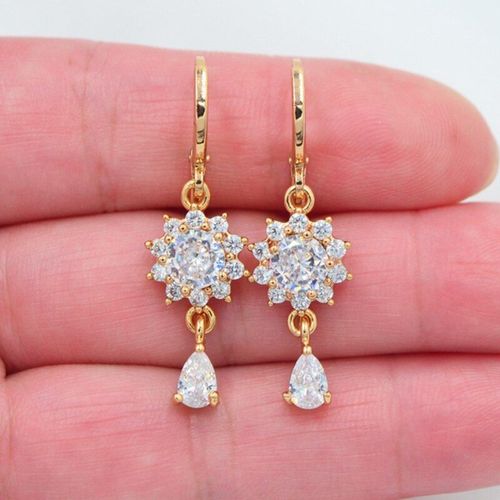 Boucles D'oreilles En Or Jaune 18k Pour Femmes, Bijoux De Fête De Mariage, Offre Spéciale