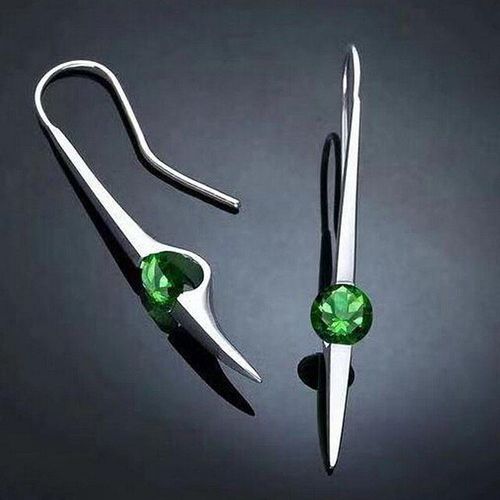Boucles D'oreilles En Pierre Verte Pour Femmes, Bijoux Brinco Faits À La Main, Simples, Longues Broches, Minimaliste, Vintage, Z3m093