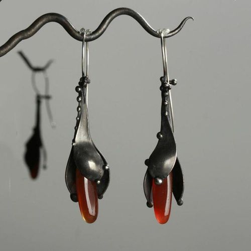 Boucles D'oreilles En Résine Et Métal Pour Femmes, Vintage, Fleurs Tribales, Couleur Rouge, Noir, Goutte D'eau, Mode, Bijoux Faits À La Main, Cadeau, Q3m453
