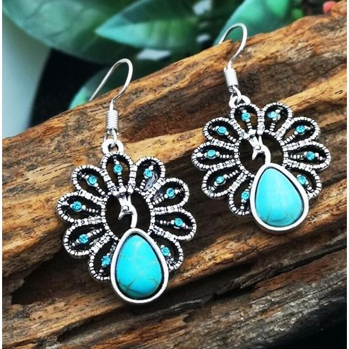 Boucles D'oreilles Femme Vintage Personnalité Résine Couleur Bleu Résine Bijoux Cubique Zircone Paon Boule Fête Boucles D'oreilles S5m287